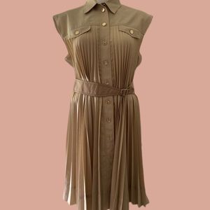 Sandro Women's Pleated Sleeveless Shirtdress